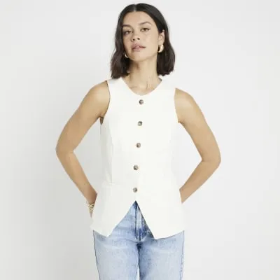 Cream crew neck waistcoat sold by River Island