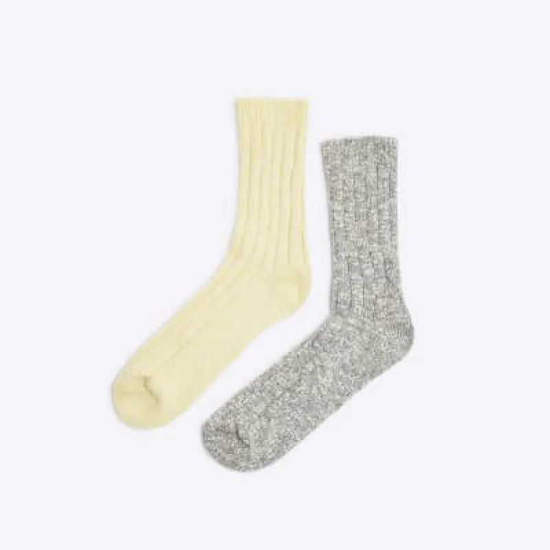 Yellow Chunky Knit Socks Set sold by River Island