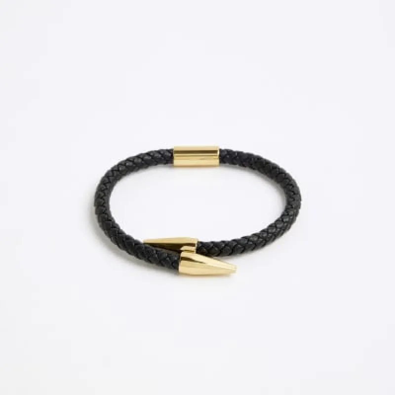Black Steel Point Fabric Bracelet sold by River Island