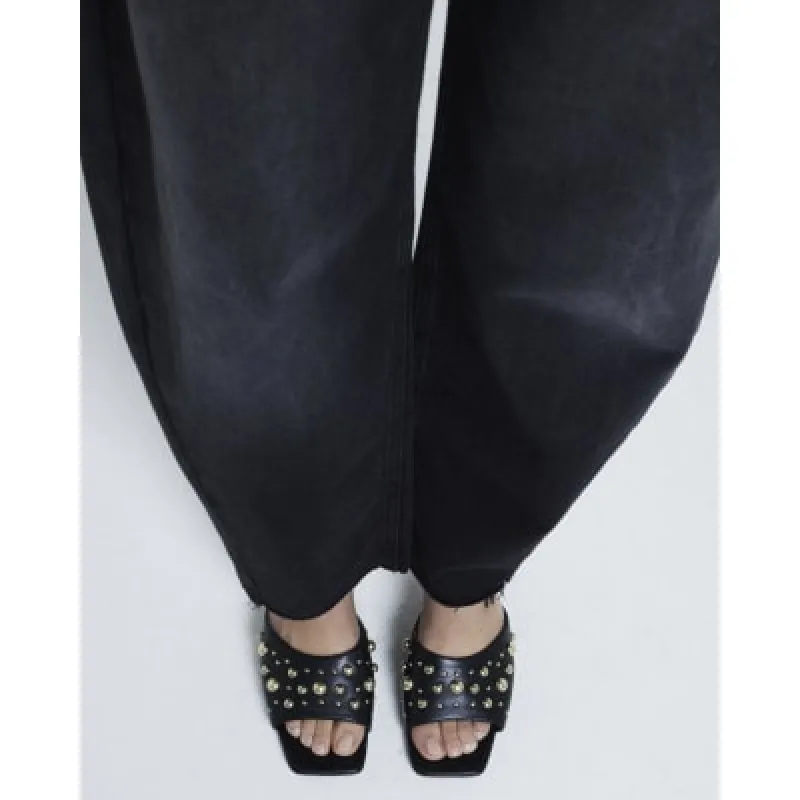 Black Stud Heeled Mule Sandals sold by River Island