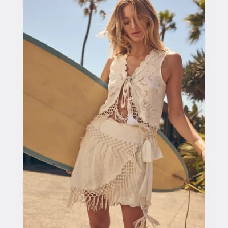 Cream Tassel Beach Skort sold by River Island