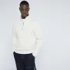 Cream regular fit zip funnel sweatshirt sold by River Island