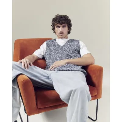 Navy Sleeveless Twist Vest sold by River Island