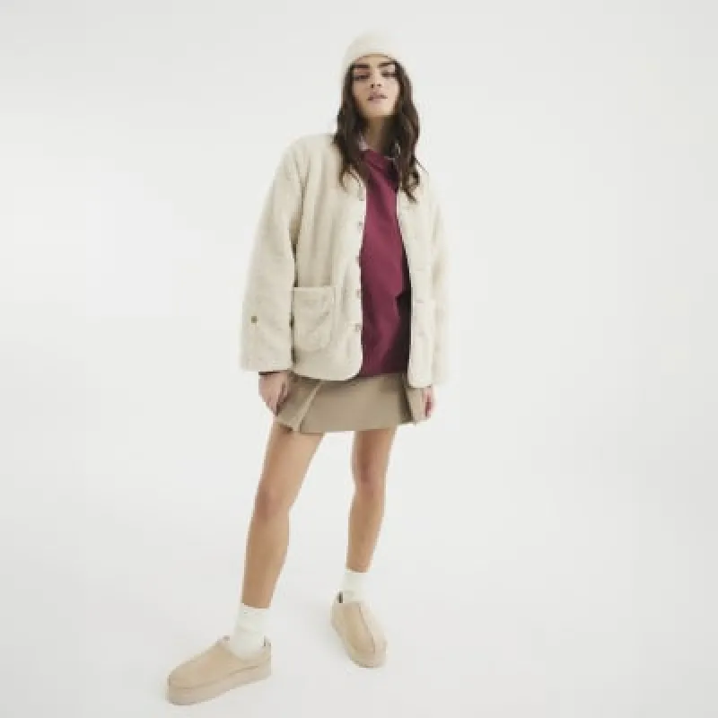 Cream Quilted Jacket made by River Island