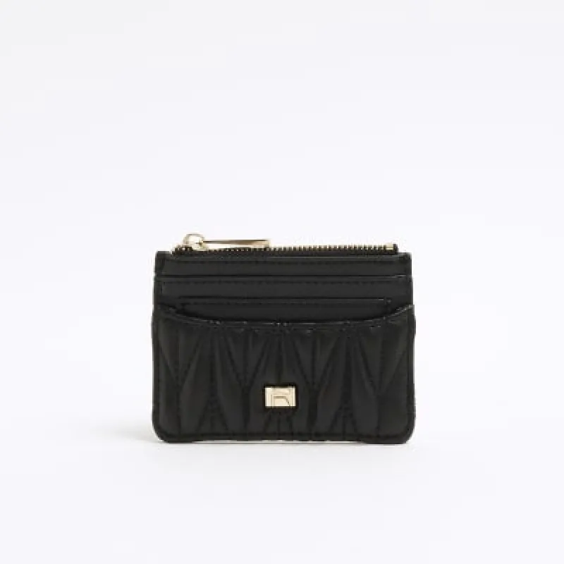 Black Quilted Card Holder Purse sold by River Island