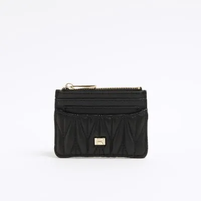 Black Quilted Card Holder Purse sold by River Island