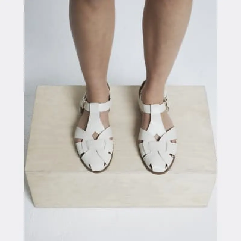 Cream Faux Leather Sandals sold by River Island