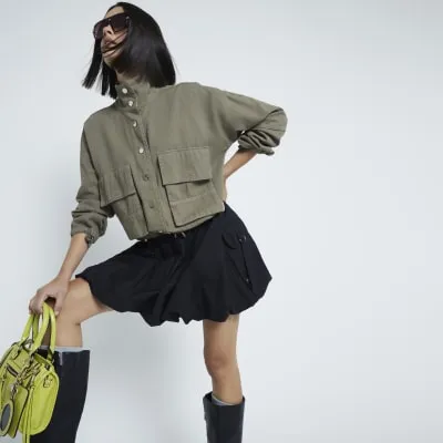 Black Bubble Hem Cargo Mini Skirt sold by River Island