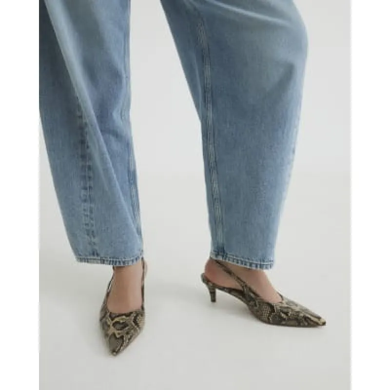Beige Snake Print Sling Back Court Heels sold by River Island