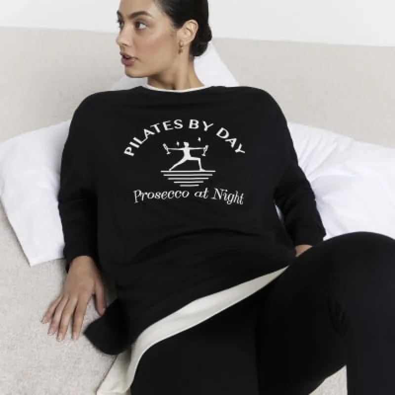 Black Graphic Sweater and Legging Set sold by River Island