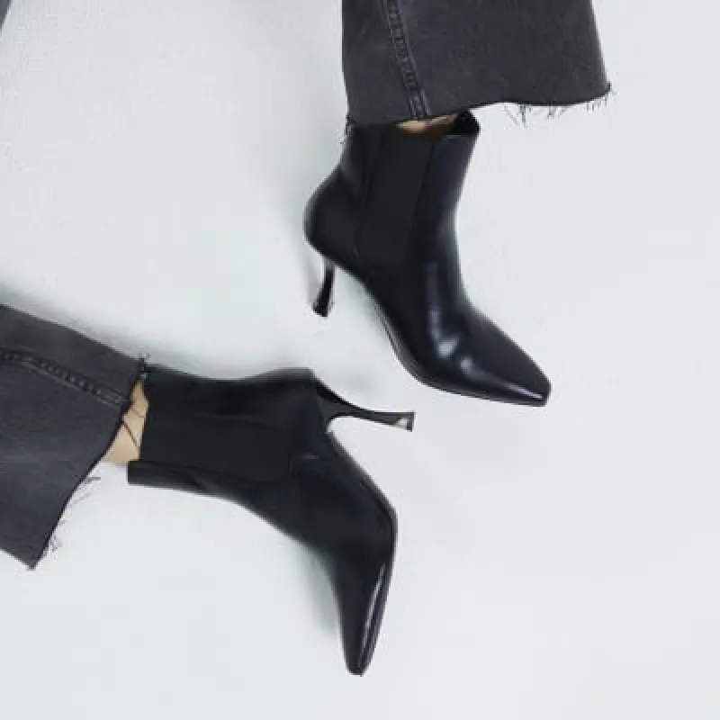 Black Sock Heeled Chelsea Boots sold by River Island