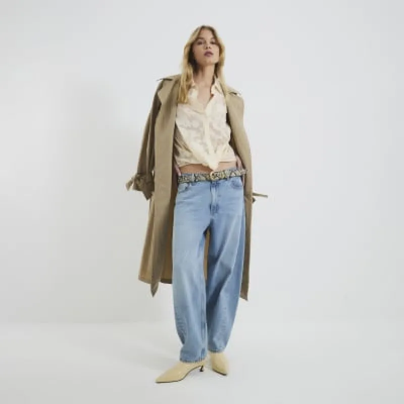 Beige Long Sleeve Floral Wrap Blouse sold by River Island