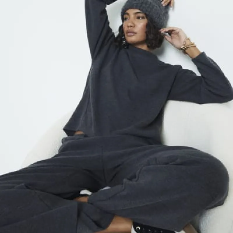 Grey Cosy Long Sleeve High Neck Top sold by River Island