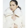 Cream Faux Fur Collar Puffer Jacket sold by River Island