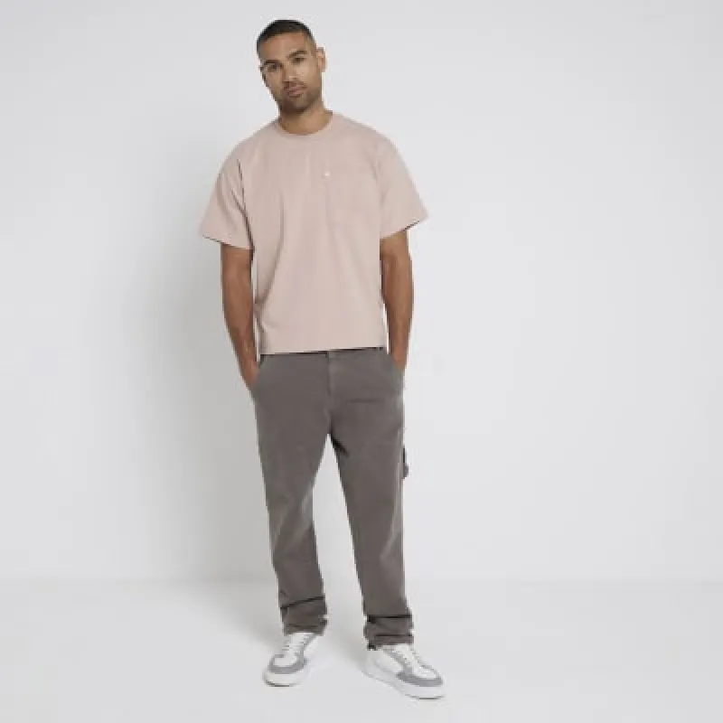 Pink Cropped Boxy Fit T-Shirt sold by River Island