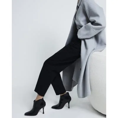 Black Faux Leather Heeled Ankle Boots sold by River Island