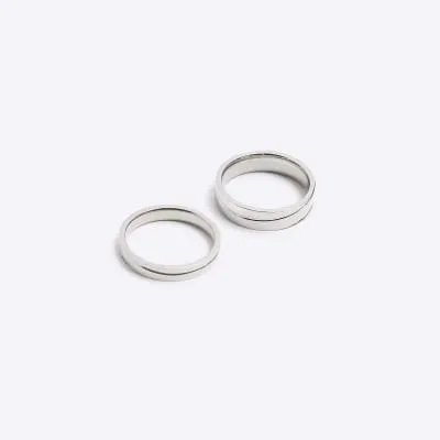 2 Pack Silver Stainless Steel colour rings sold by River Island