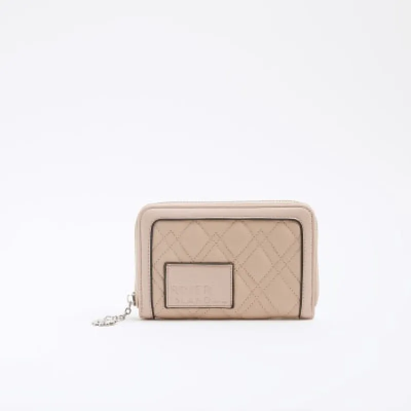 Pink RI Patch Quilted Zip Around Purse sold by River Island