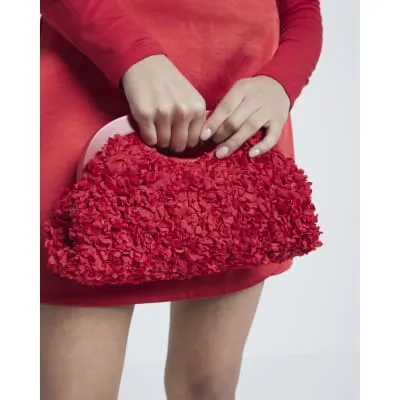Red 3D Floral Frame Clutch Bag sold by River Island