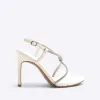 White Diamante Twist Heeled Sandals sold by River Island