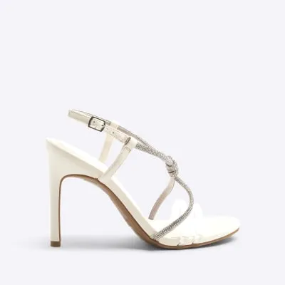 White Diamante Twist Heeled Sandals sold by River Island