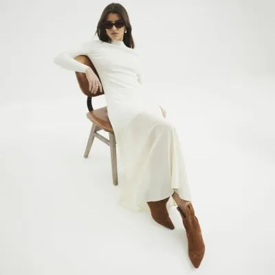 Cream Knitted Hybrid Maxi Dress sold by River Island