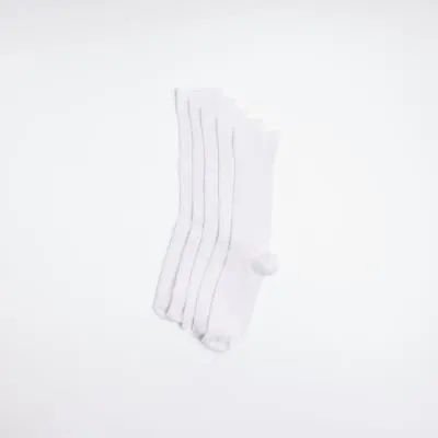 5 Pack white ribbed ankle socks sold by River Island