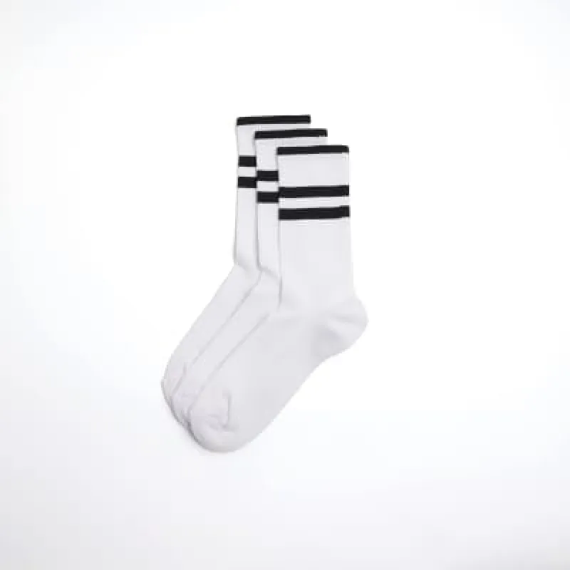 3 Pack White Double Stripe Tube Socks sold by River Island