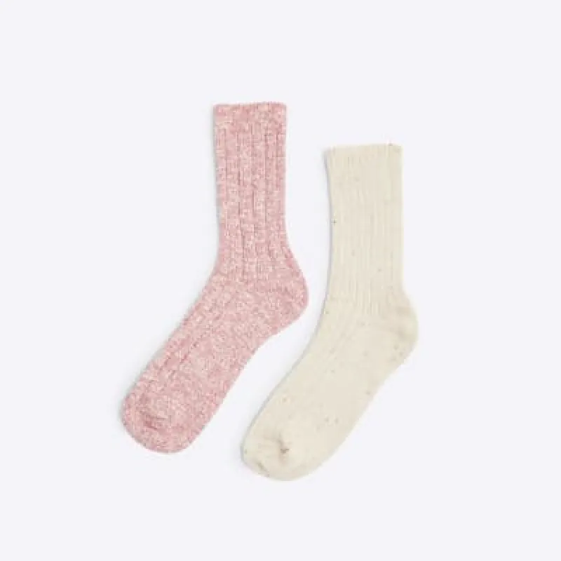 Pink Chunky Knit Socks Set sold by River Island