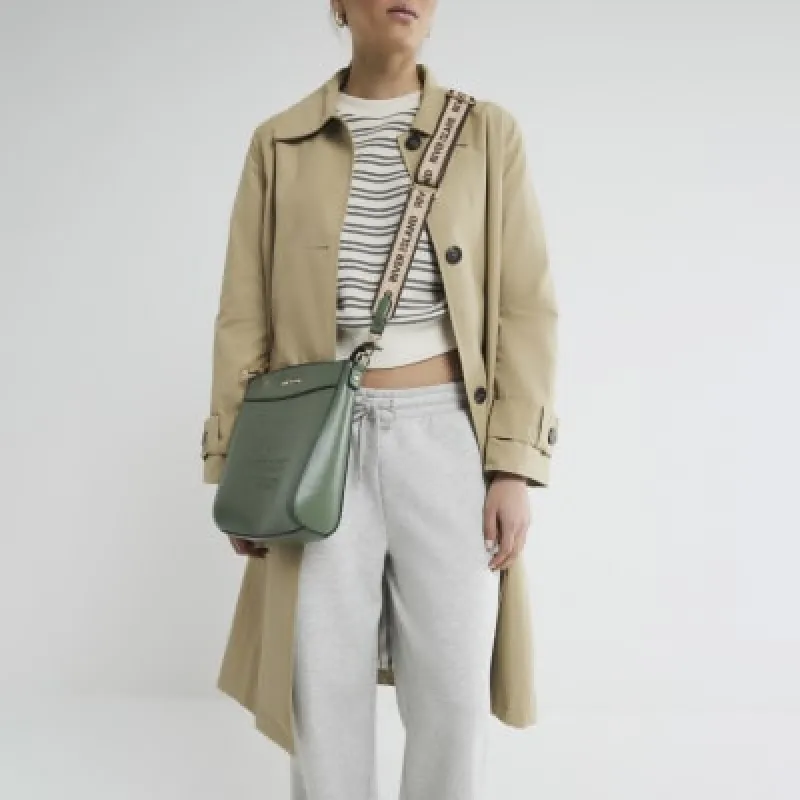 Green Faux Leather Embossed Cross Body Bag sold by River Island