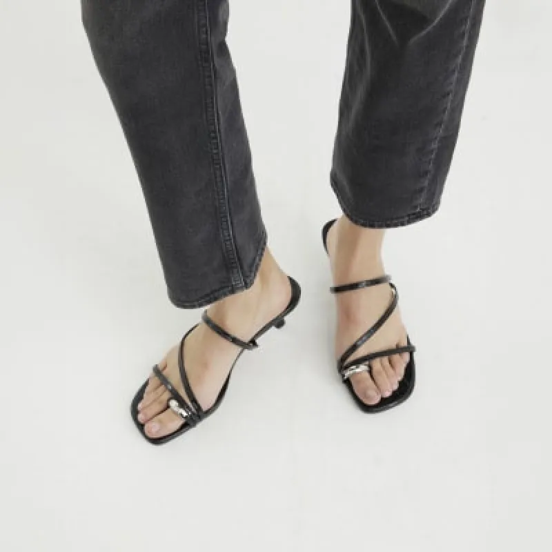 Black Wide Fit Kitten Heel Mule Sandals sold by River Island