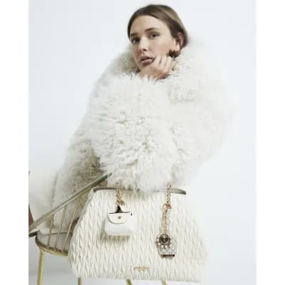 Cream Scrunch Quilted Tote Bag Bundle sold by River Island