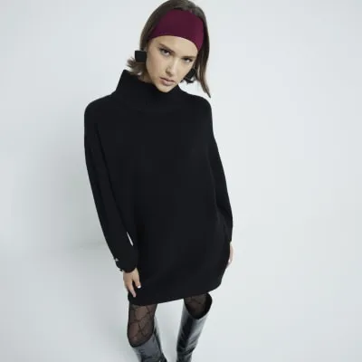 Black High Neck Jumper Dress sold by River Island