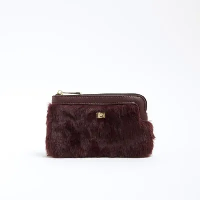 Red Faux Fur Pouch Purse sold by River Island