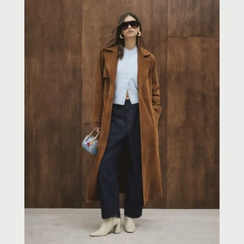 Brown Suede Trench Coat sold by River Island