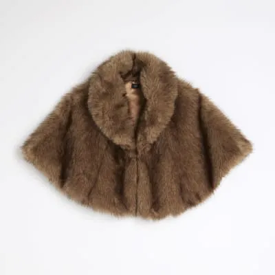 Brown Fox Fur Cape sold by River Island