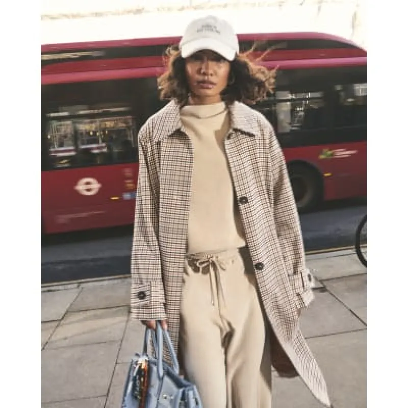 Beige Check Trench Coat sold by River Island