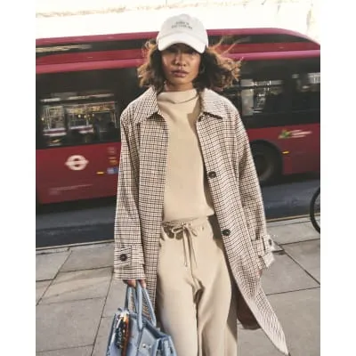 Beige Check Trench Coat sold by River Island