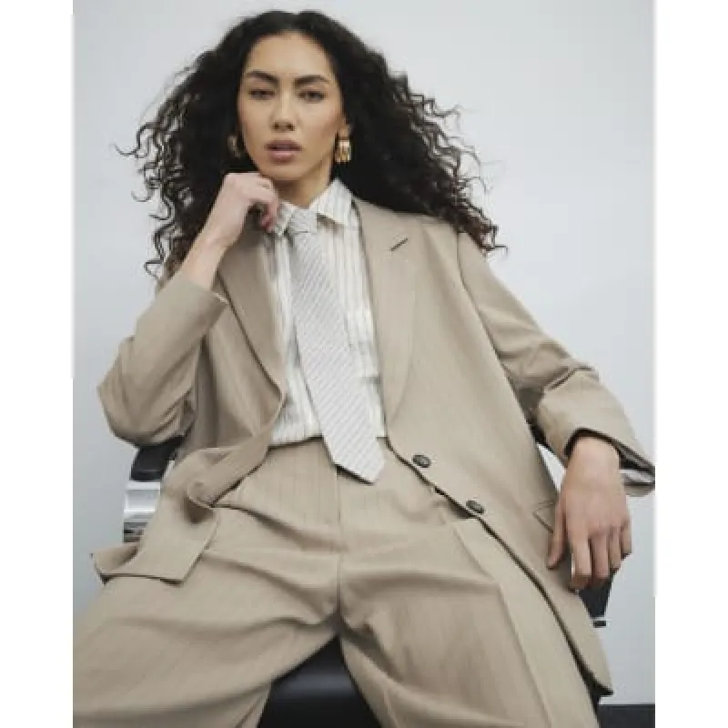 Beige Pinstripe Blazer sold by River Island