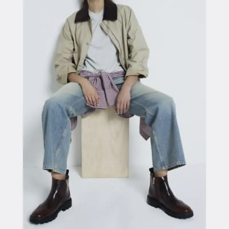 Brown Faux Leather Chelsea Boots sold by River Island