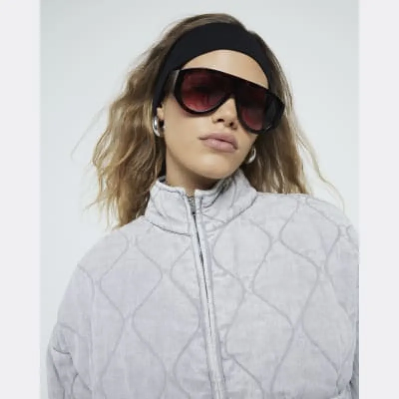 Grey Long Sleeve Quilted Jacket sold by River Island