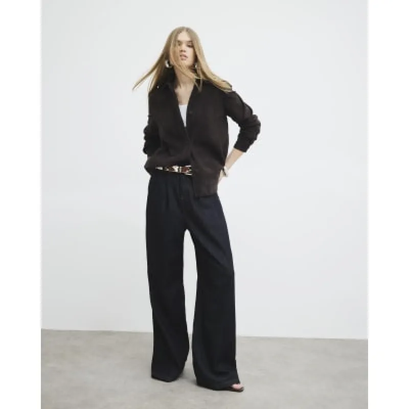 Brown Premium Suede Overshirt sold by River Island
