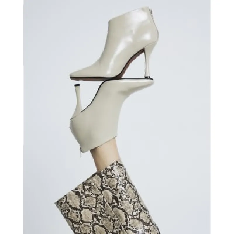 Cream Faux Leather Heeled Ankle Boots sold by River Island