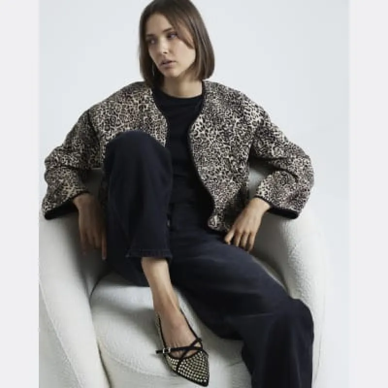 Black Gold Studded Ballet Pumps sold by River Island