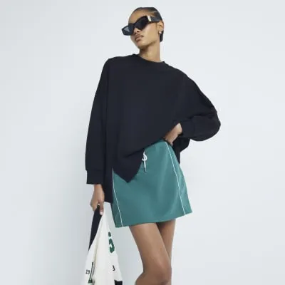 Black Long Sleeved Split Front Sweater sold by River Island