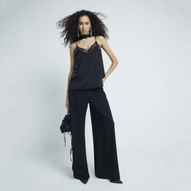 Black Inverted Pleat Trousers sold by River Island