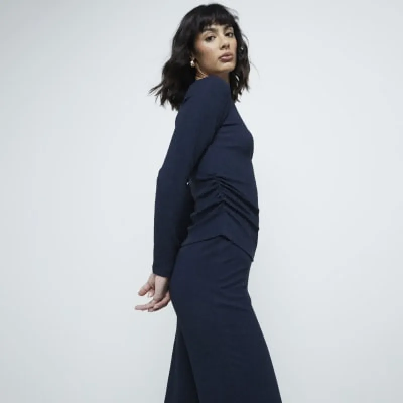 Navy Textured Top sold by River Island