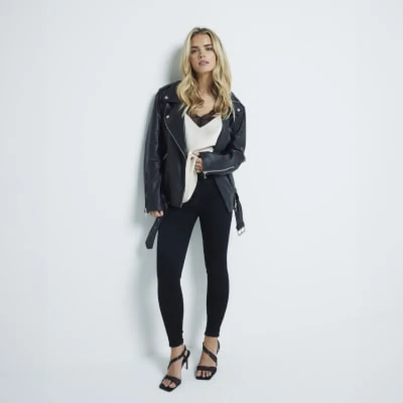 Petite Black Denim Mid Rise Sculpt Jeggings sold by River Island