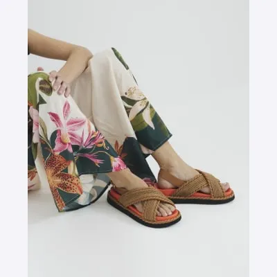 Orange Cross Strap Chunky Sandals sold by River Island