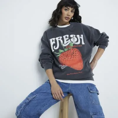 Grey Strawberry Fresh Sweatshirt sold by River Island